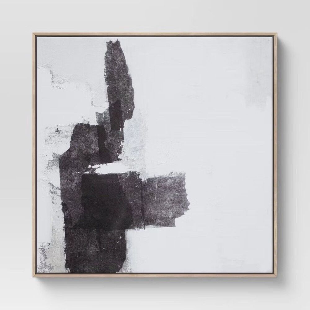 Threshold Studio McGee 24x24 Framed Black Abstract Canvas Wall Art Single READ